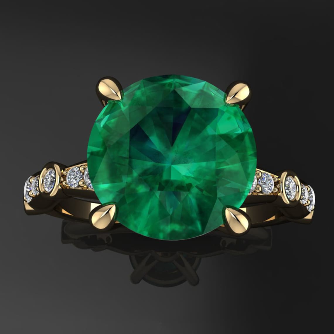 Amelia Ring 3 Carat Emerald Green NEO Moissanite Ring Etsy