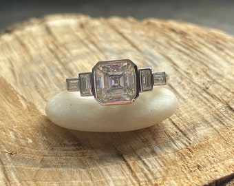 hepburn ring – 2 carat asscher cut moissanite engagement ring, art deco inspired ring, ZAYA moissanite
