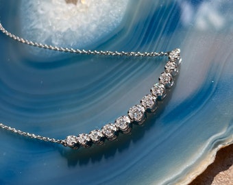 1.5 carat moissanite necklace, platinum necklace, ZAYA moissanite - beth necklace