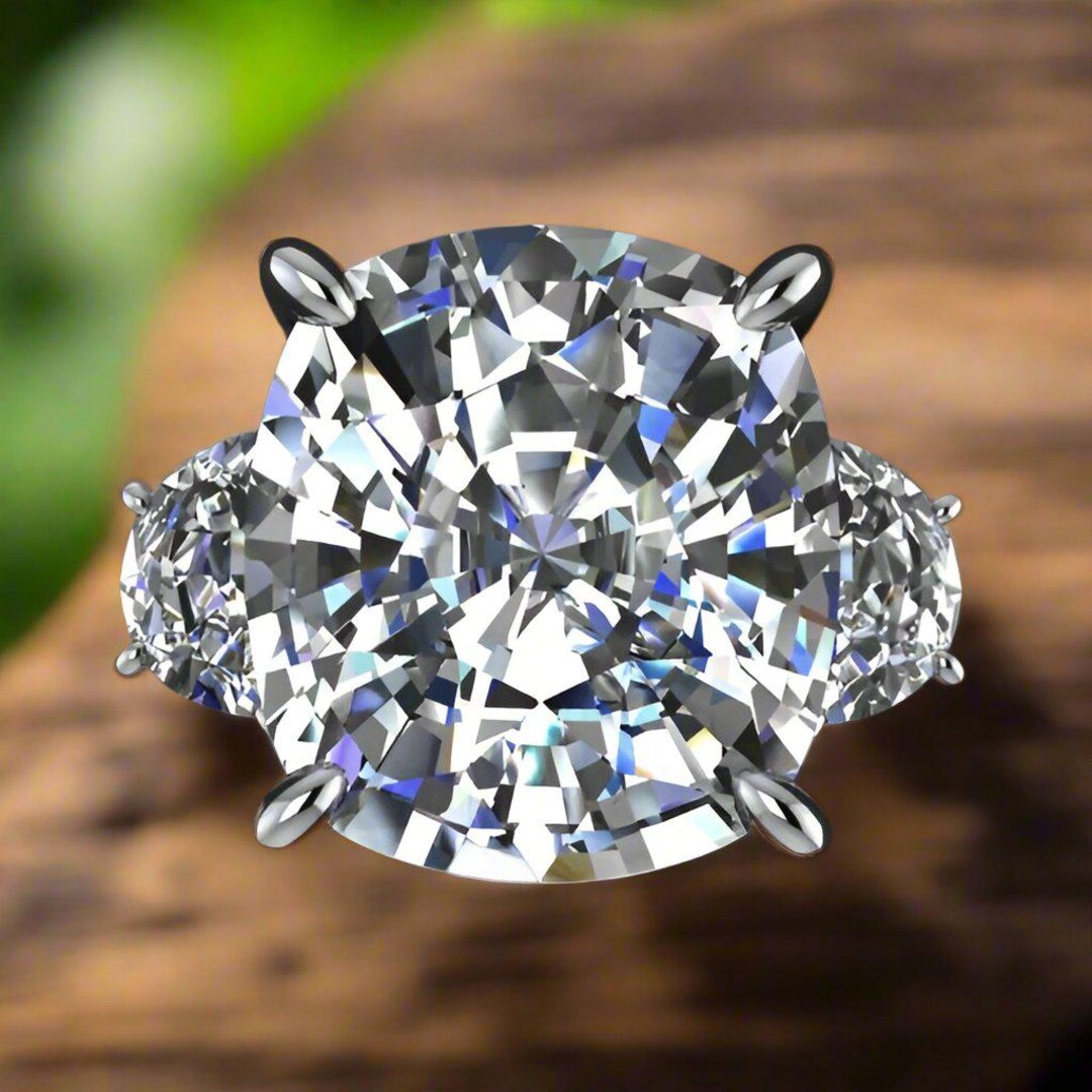 Anillo de compromiso de moissanita de corte cojín de quilates