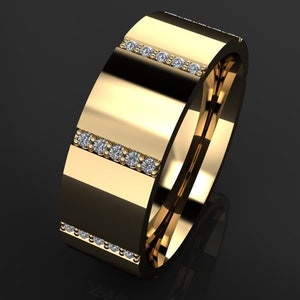 Custom Axel Ring Men's Gold and Diamond Wedding Band - Etsy