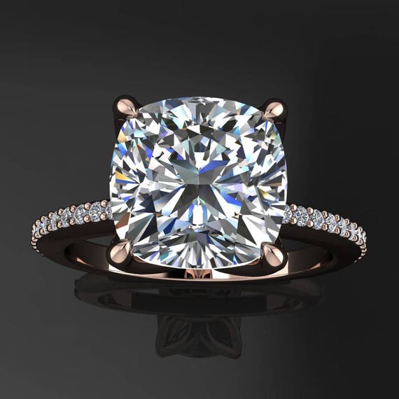 Charlize Ring 2 Carat Cushion Cut Neo Moissanite Engagement Etsy