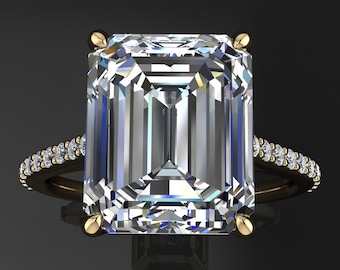 7 carat emerald cut NEO moissanite engagement ring - evangeline ring