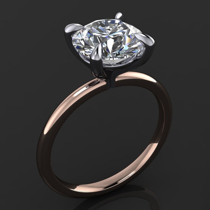 naked shay ring 2.5 carat Hollywood cut round moissanite engagement ring, ZAYA Moissanite image 2