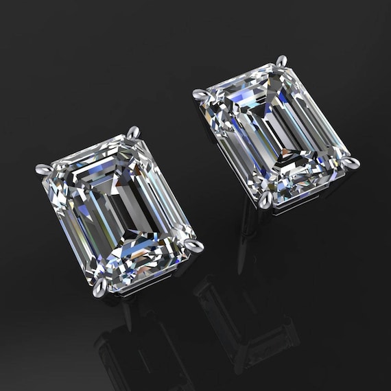 2 carat on sale emerald stud earrings