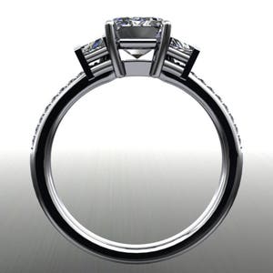 emma ring 1.75 carat emerald cut NEO moissanite engagement ring, 3 stone ring image 4