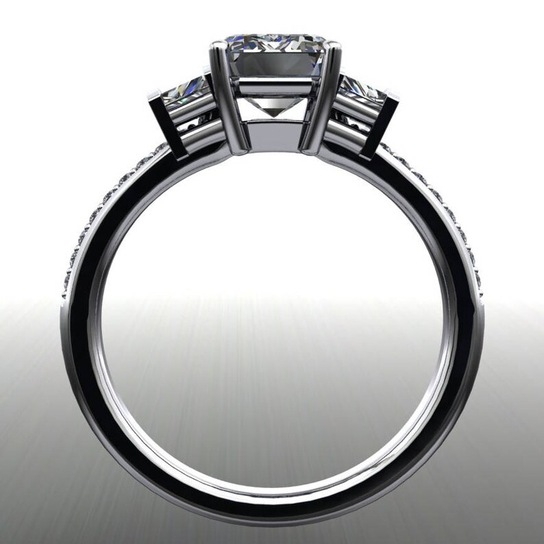 emma ring 1.75 carat emerald cut NEO moissanite engagement ring, 3 stone ring image 4