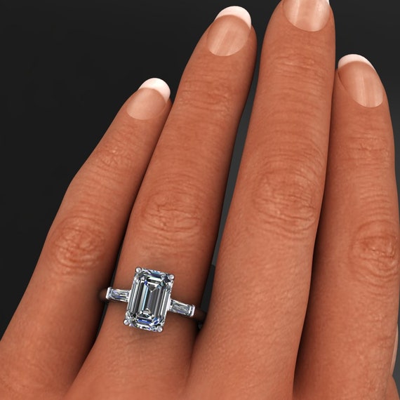 Laurel Ring 3.5 Carat Emerald Cut Zaya Moissanite Engagement Ring