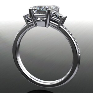 emma ring 1.75 carat emerald cut NEO moissanite engagement ring, 3 stone ring image 5