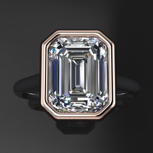 halle ring - radiant cut moissanite engagement ring, radiant cut ring, lab created diamond available, gifts for her, bezel ring