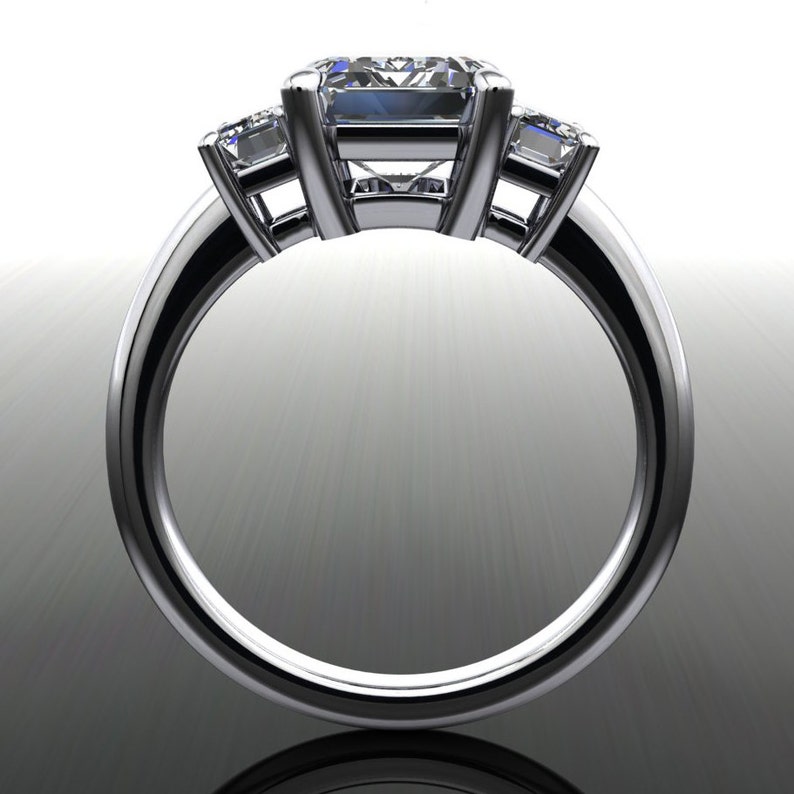 kennedy ring 2.5 carat emerald cut NEO moissanite engagement ring, emerald moissanite ring image 3