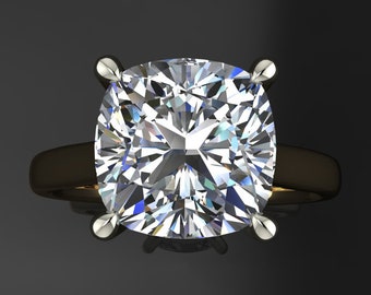 2.5 Carat Cushion Cut Moissanite, Engagement Ring - Sabra