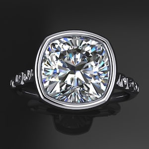 antieke halle-ring - 3 karaat Old Mine cut ZAYA moissaniet verlovingsring, old mine cut kussen