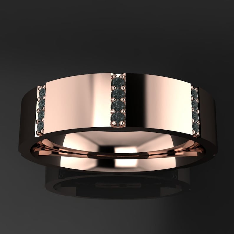 Black Moissanite Men's Wedding Band – 14k Solid Gold Ring - Axel - Etsy