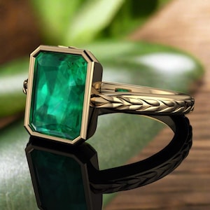 ivy ring - 5 carat radiant cut moissanite ring, green moissanite ring, ZAYA moissanite