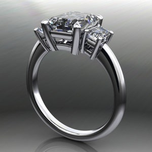 kennedy ring 2.5 carat emerald cut NEO moissanite engagement ring, emerald moissanite ring image 4