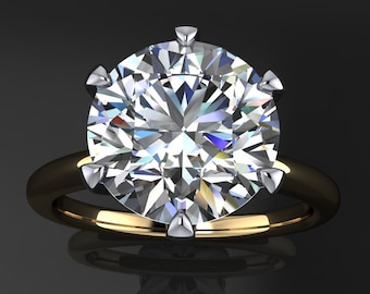 2.5 Carat Round Moissanite Engagement Ring, 14k Gold 6 Prong Setting - Naomi