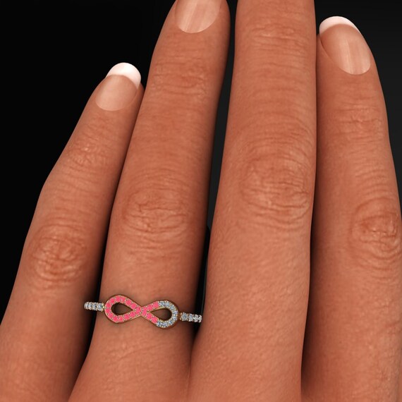 ☆nff☆ pink ribbon ring nff1 14K Rose Gold Pink Sapphire and Diamond Breast Cancer