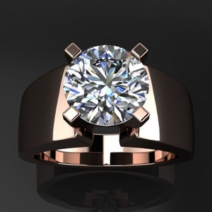 2 carat round moissanite engagement ring, cigar band ring, statement ring, modern engagement ring - cleo ring