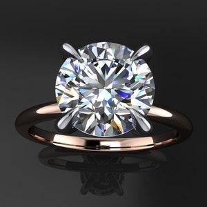 naked shay ring 2.5 carat Hollywood cut round moissanite engagement ring, ZAYA Moissanite image 1