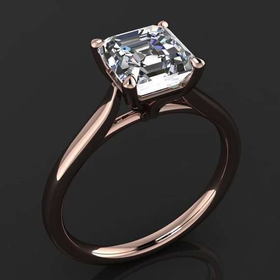 1.5ct Moissanite Engagement Ring - D Color VVS1 Clarity In 18K Gold Plated Sterling Silver