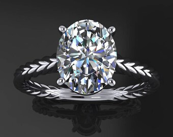 ivy ring – 2 carat oval NEO moissanite engagement ring, braided engagement ring