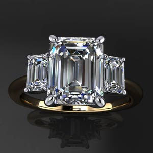 kennedy ring 2.5 carat emerald cut NEO moissanite engagement ring, emerald moissanite ring image 1