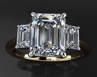 kennedy ring - 2.5 carat emerald cut NEO moissanite engagement ring, emerald moissanite ring