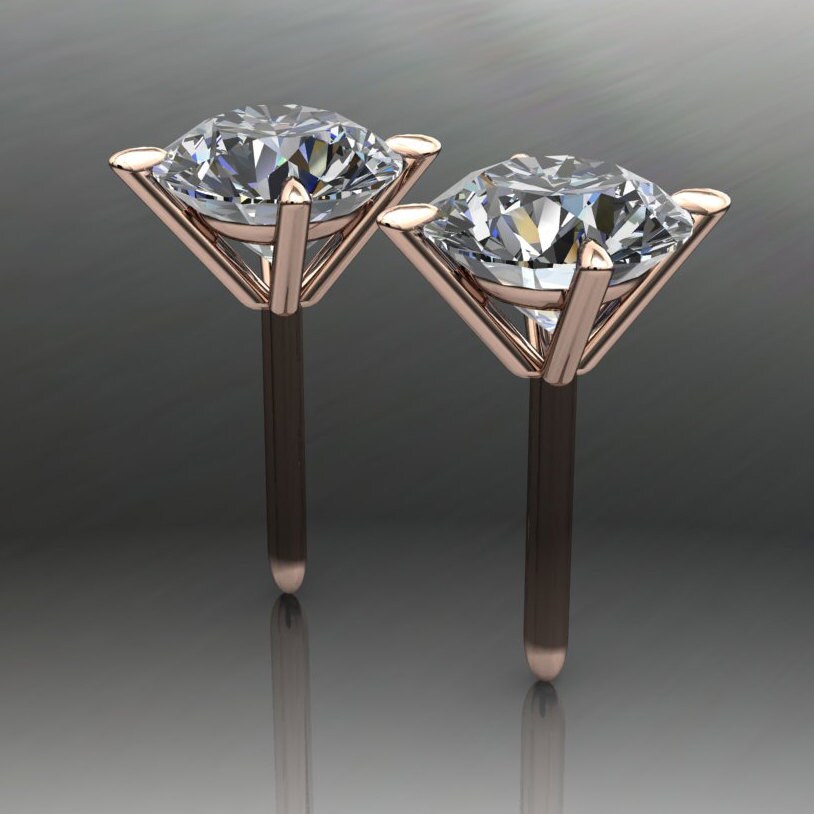 Moissanite Kette 2,0 KT Moissanit Ohrstecker 14K Weißgold – GRA Zertifiziert, Schraubverschluss, Geschenkidee Ring Moissanite