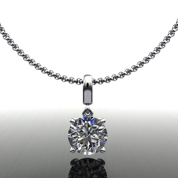 1 carat moissanite necklace, gifts for her, one carat stud necklace, round diamond necklace, round moissanite necklace- shiya