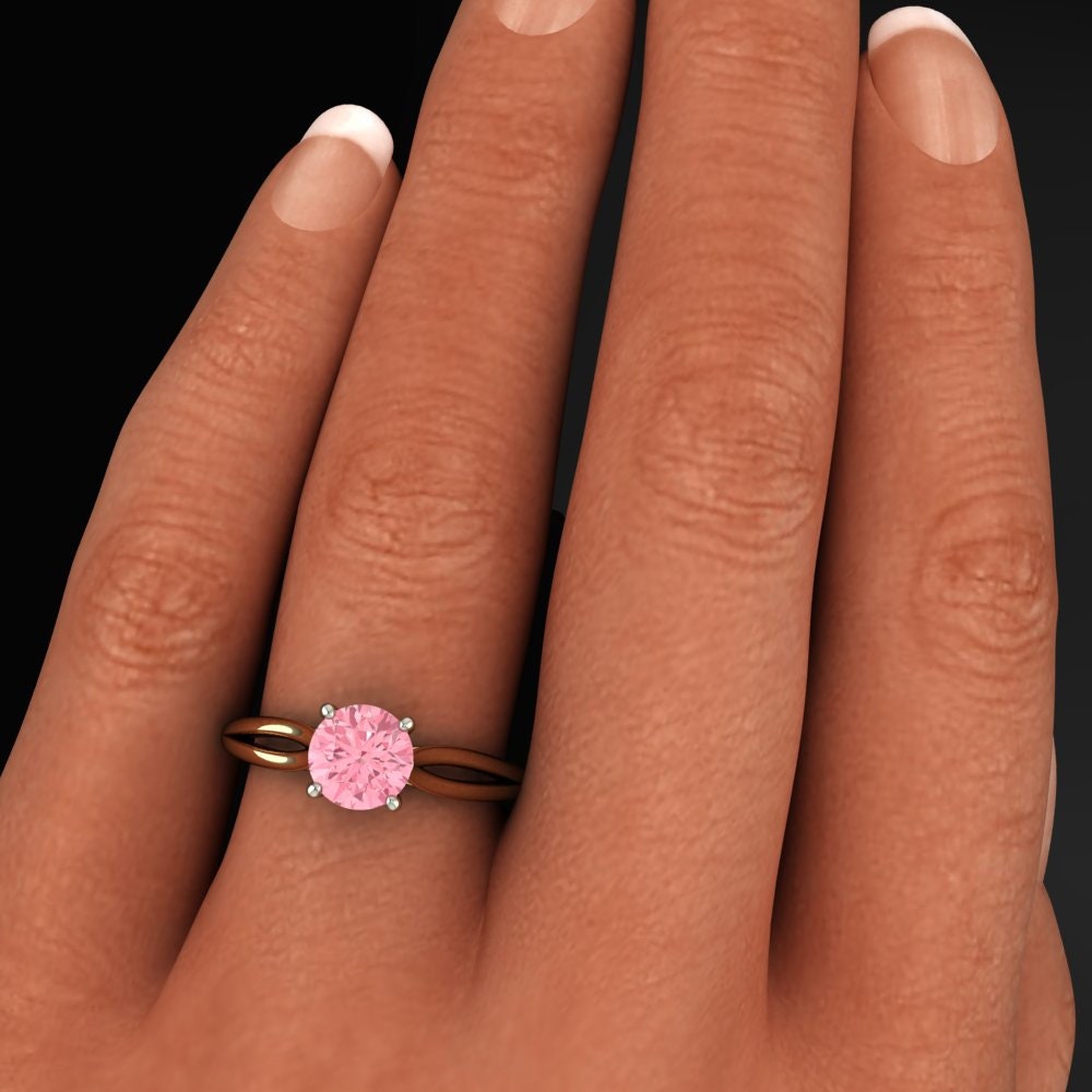 1.5 carat round pink diamond ring barbie pink ring victoria ring