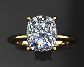 natalie ring - 2.5 carat elongated old mine cut cushion engagement ring, ZAYA moissanite ring
