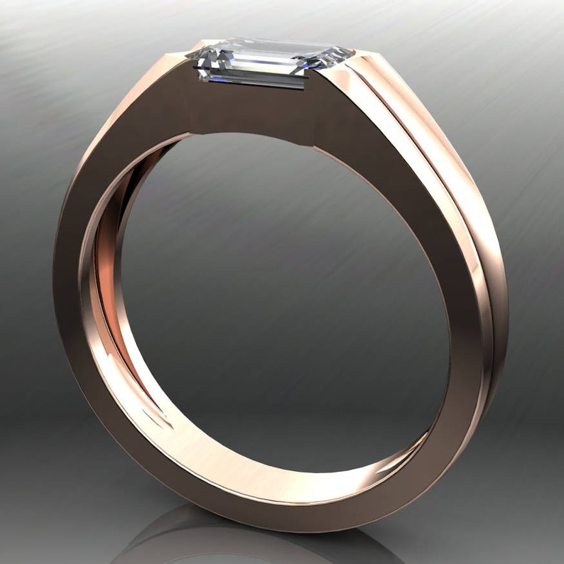 Cash ring men's gold wedding band 1 carat emerald cut Etsy