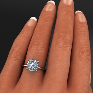 naked shay ring 2.5 carat Hollywood cut round moissanite engagement ring, ZAYA Moissanite image 6