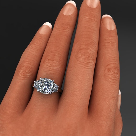3 carat cushion cut on sale moissanite ring