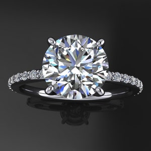 eliza-ring - 2 karaat diamantgeslepen ronde NEO moissaniet verlovingsring, 2 karaat moissaniet