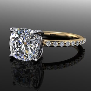cushion cut lab grown diamond engagement ring - 2 carat diamond - eliza ring