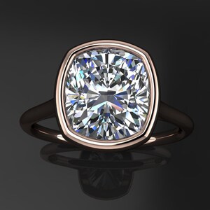 naked halle ring - 2.8 carat elongated cushion cut ZAYA moissanite engagement ring, bezel set ring