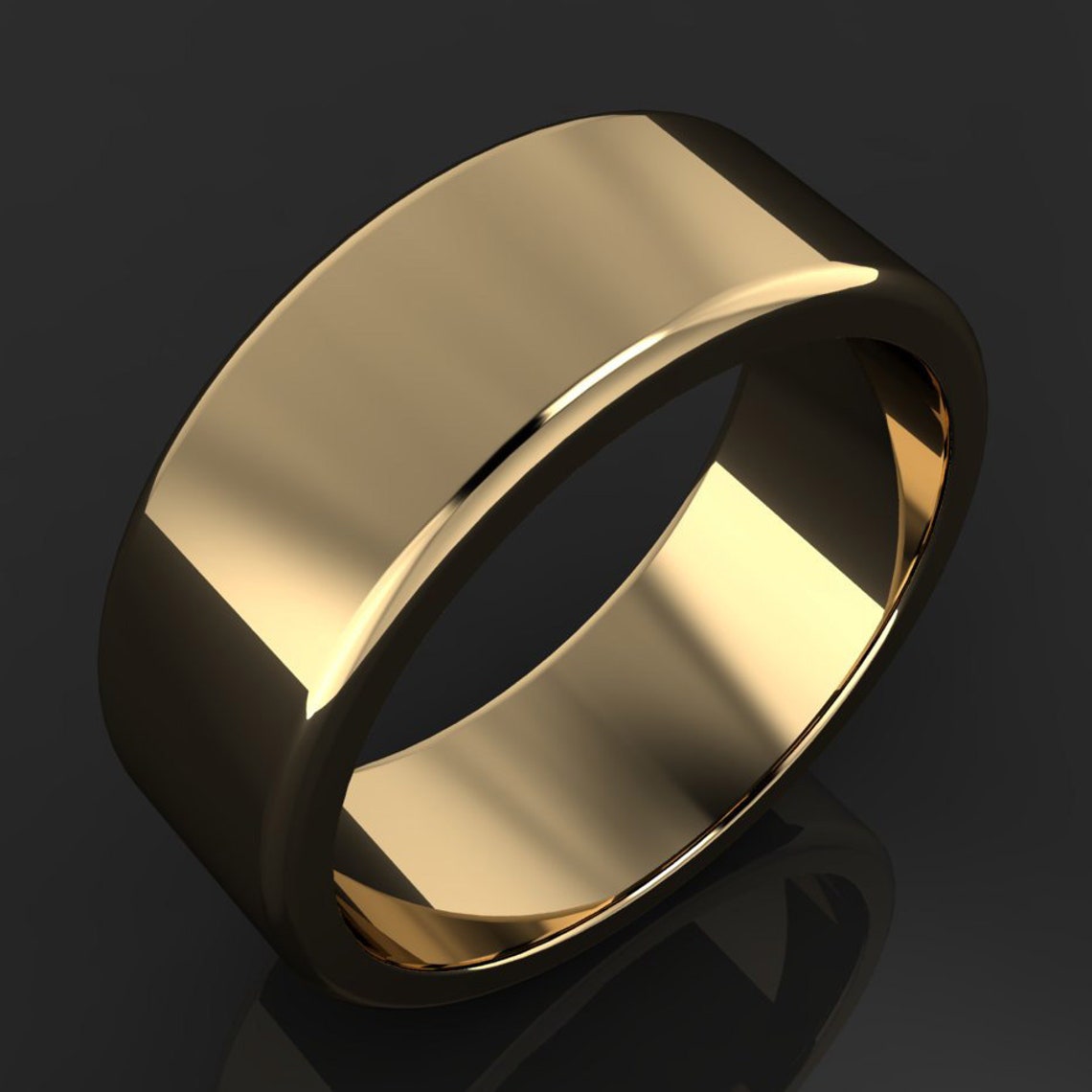 Zane Ring - 14k Gold Men's Wedding Band, Organic Brushed Satin Finish ...