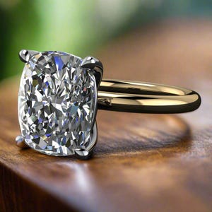 5 carat elongated antique cushion cut moissanite engagement ring, solitaire ring - naked shay ring