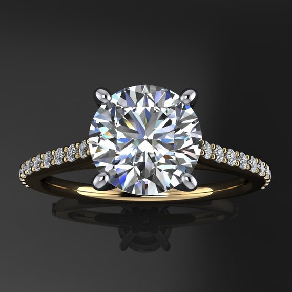 Cathedral round diamond ring sale