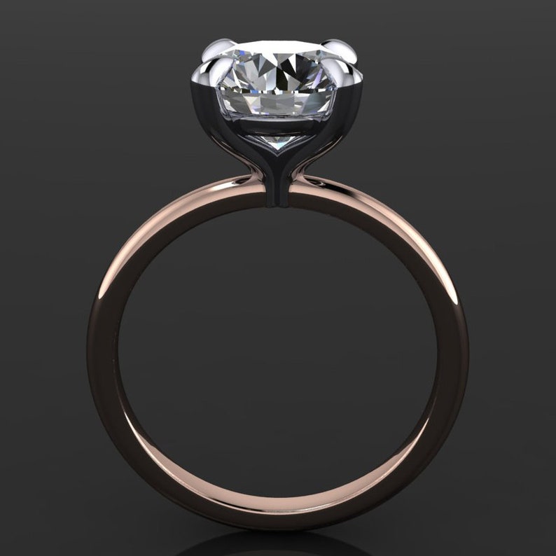 naked shay ring 2.5 carat Hollywood cut round moissanite engagement ring, ZAYA Moissanite image 3