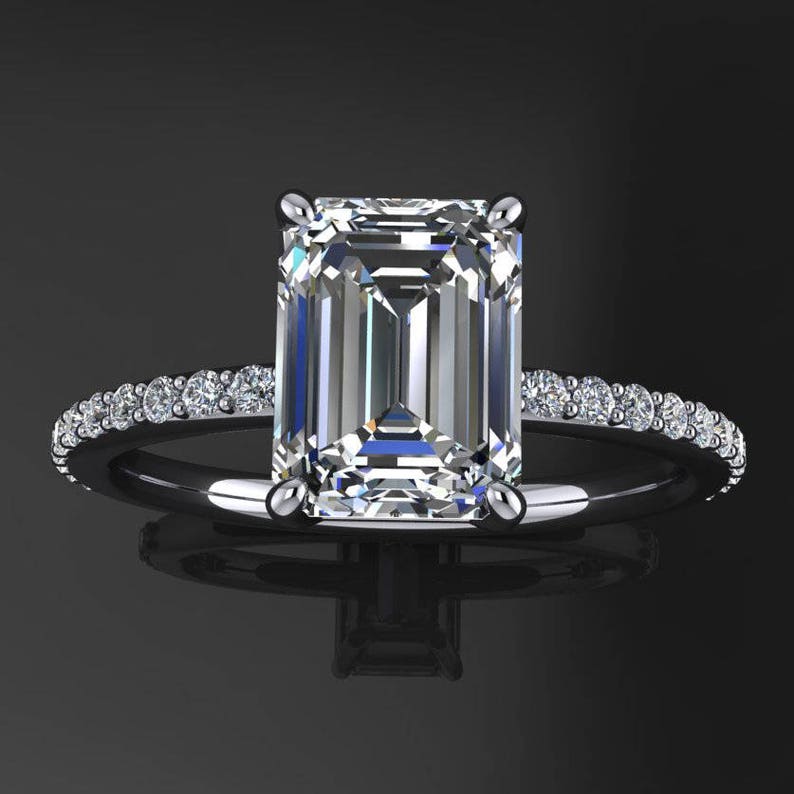 Eliza Ring 1.75 Carat Emerald Cut NEO Moissanite Engagement Etsy