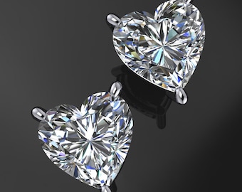 Orecchini a doppio cuore con diamanti Moissanite: oro 18k, argento sterling - Italia