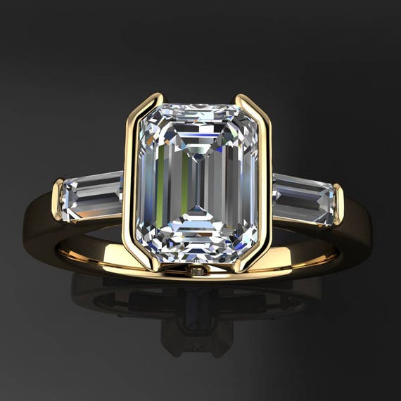 Alex ring custom 1.75 carat emerald cut NEO moissanite | Etsy