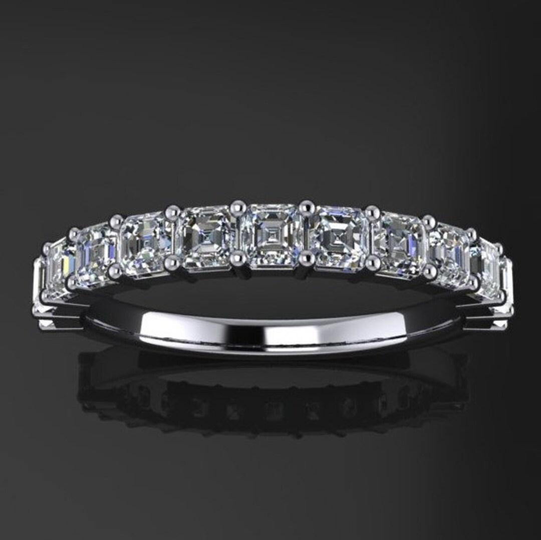 1 Carat Asscher Cut Moissanite Anniversary Band, 13 Stone Band, D Color ...