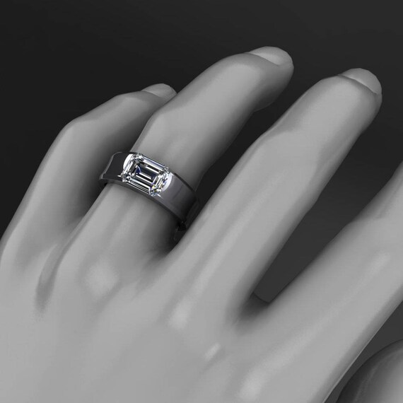 Emerald cut men's wedding band deals