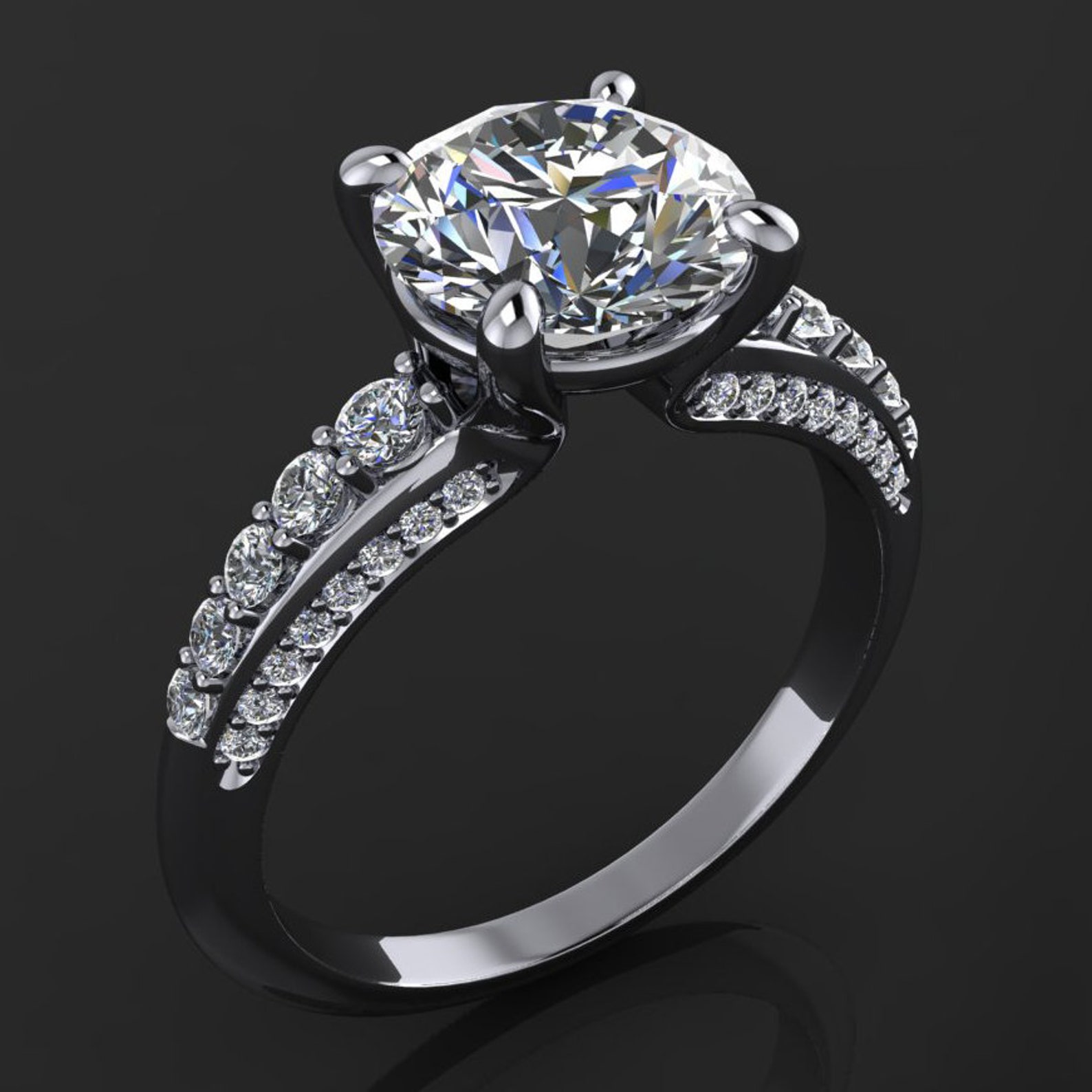 Natasha Ring 1.9 Carat Diamond Cut Round NEO Moissanite Etsy