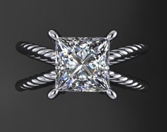 raven ring - 2 carat princess cut lab grown diamond engagement ring, G color, VVS2 clarity