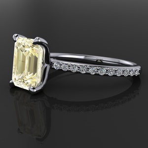 shay ring - yellow radiant moissanite engagement ring, lab created diamond available, ZAYA Moissanite, yellow diamond, statement ring